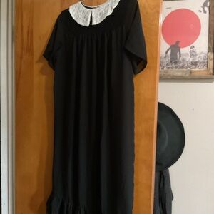 Disturbia Elegant Black Dress with White Collar